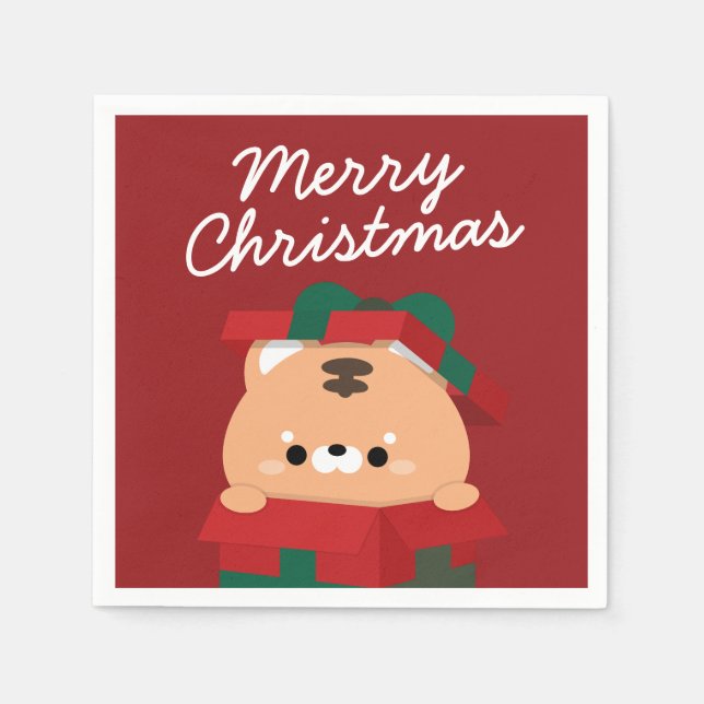Niedlicher Spaß frohe Weihnachten Serviette (Vorderseite)