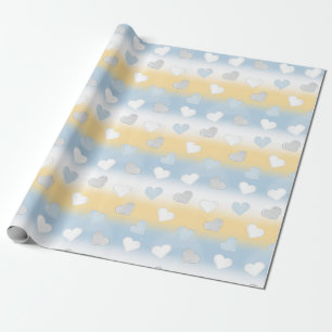Niedlicher Spaß Gelb, Weiß und Blau Gemustert Geschenkpapier