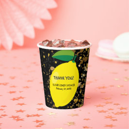 Niedlicher Spaß Gelbe Lemon Gold Glitzer Kinderdus Pappbecher