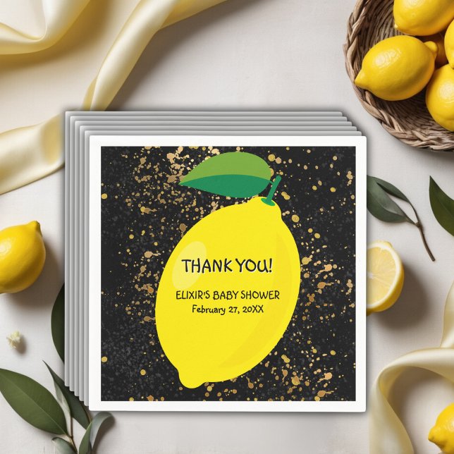 Niedlicher Spaß Gelbe Lemon Gold Glitzer Kinderdus Serviette (Von Creator hochgeladen)