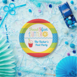 Niedlicher Spaß im Sun Pool Party Farbenfroh Pappteller