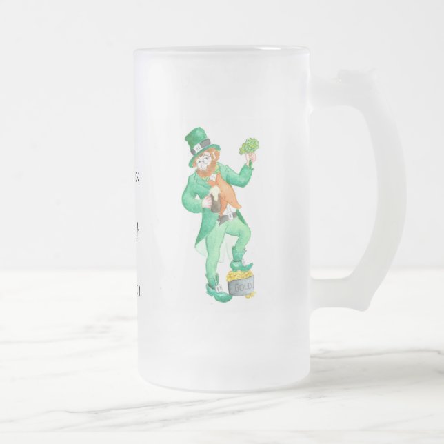 Niedlicher Spaß Leprechaun 'Luck of the Irish' Mattglas Bierglas (Rechts)