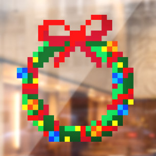 Niedlicher Spaß Pixel Art Geek 8 Bit Grüner Advent Fensteraufkleber