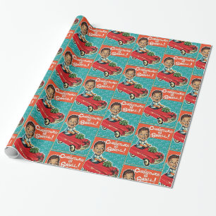 Niedlicher Spaß Retro Weihnachtsspielzeug und Jun Geschenkpapier