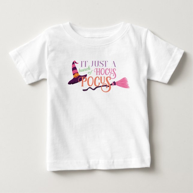 Niedlicher Spaß Rosa Hexenhocus Halloween-Hut Baby T-shirt (Vorderseite)