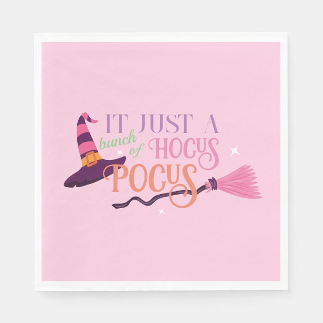 Niedlicher Spaß Rosa Hexenhocus Halloween-Hut Serviette (Vorderseite)