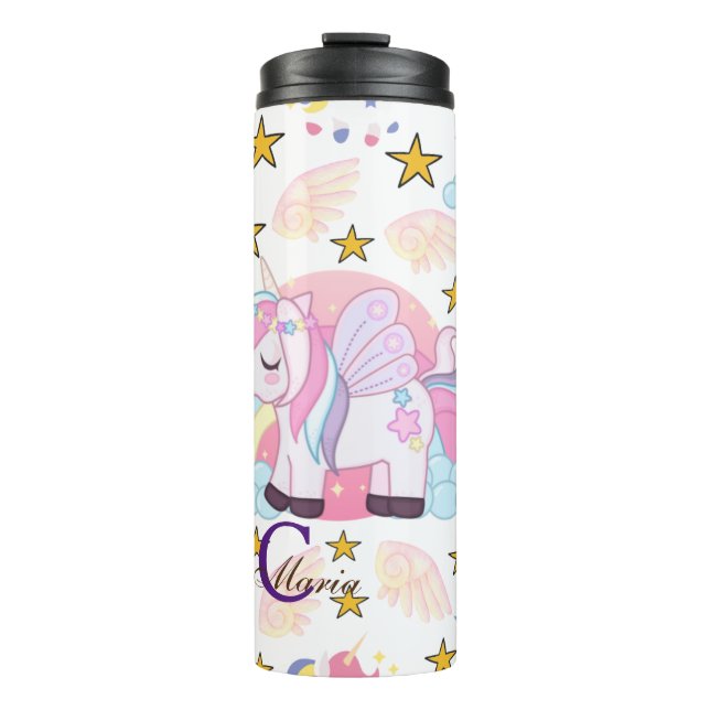 Niedlicher Spaß Rosa Lila Goldener Star Thermosbecher (Vorderseite)