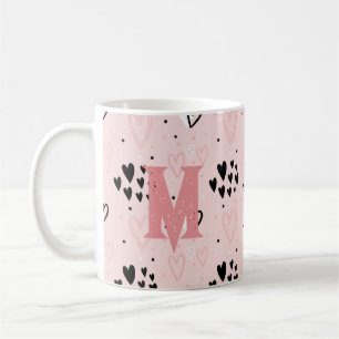 Niedlicher Spaß Rosa Schwarz Schwarzes Herz Monogr Kaffeetasse