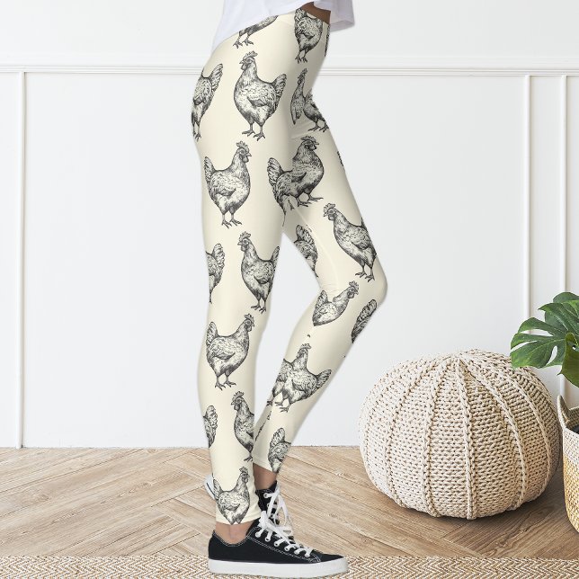 Niedlicher Spaß Schwarz Pastellgelb Kürbishuhn Hen Leggings (Von Creator hochgeladen)