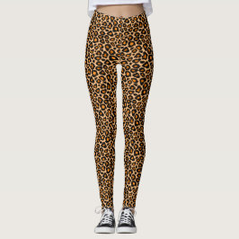 Niedlicher Spaß Sexy Brown & Orange Leopart Print Leggings