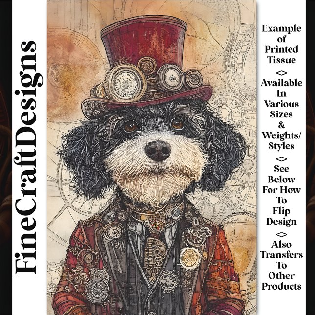 Niedlicher Spaß Steampunk Black & White Dog AB6 De Seidenpapier (Von Creator hochgeladen)