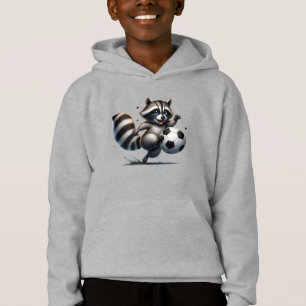 Niedlicher Spaß Tier Spaß Raccoon spielen Fußball Hoodie