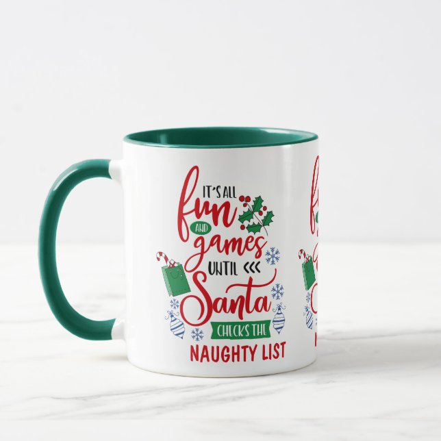 Niedlicher Spaß und Spiele-Unschuld Weihnachten Tasse (Links)