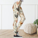 Niedlicher Spaß Vintag Ivory Rosa Blumenhühnchen H Leggings<br><div class="desc">Leggings schmückten Hühnermuster.</div>