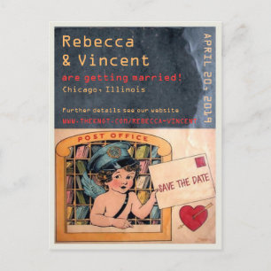 Niedlicher Spaß-Vintage Retro Liebe-Postkarte Save Ankündigungspostkarte