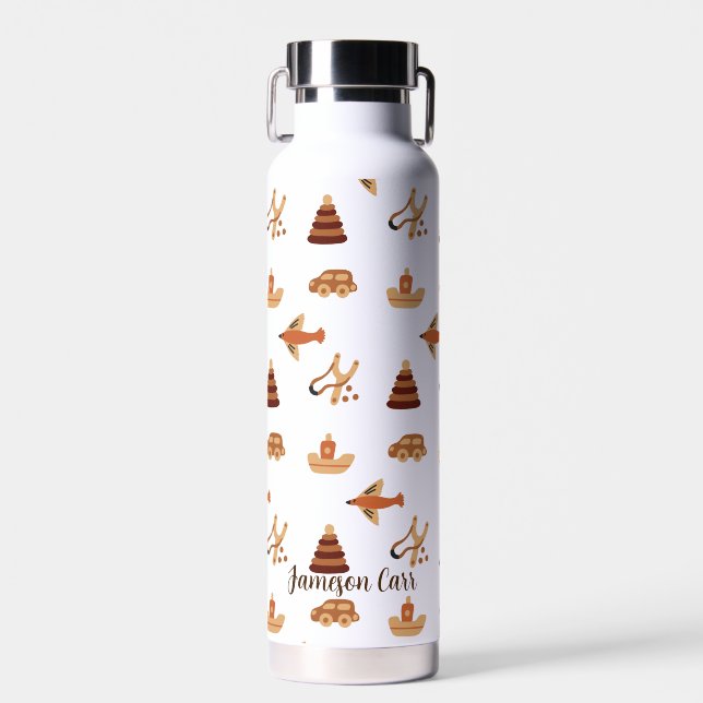 Niedlicher Spaß Wildbraun Kinderspielzeug Flugzeug Trinkflasche (Vorne)