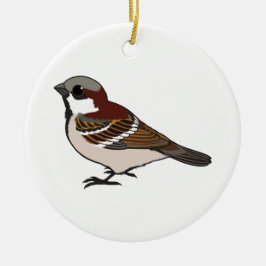 Niedlicher Spatz Keramikornament