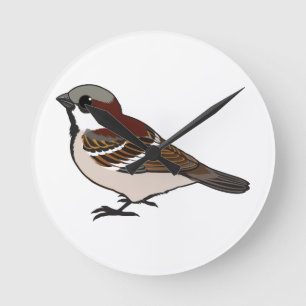 Niedlicher Spatz Runde Wanduhr