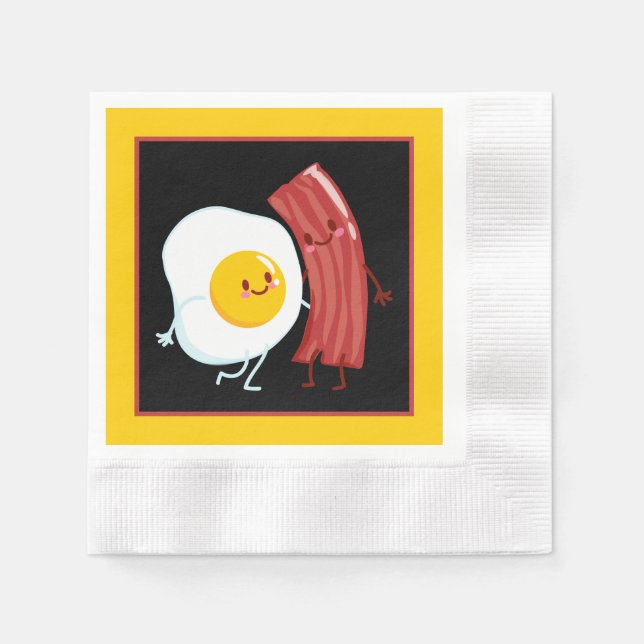 Niedlicher Speck und Eier Frühstücksbuffet Party Serviette (Vorderseite)