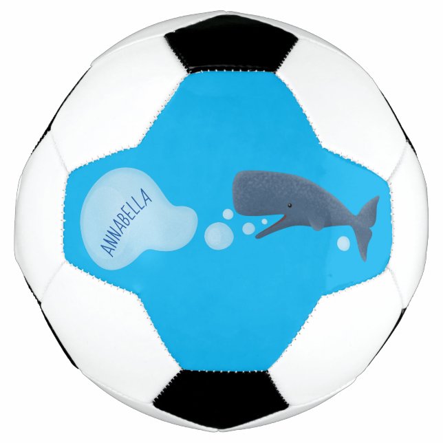 Niedlicher Spermienwal bläst Blasen Cartoon Fußball (Vorderseite)