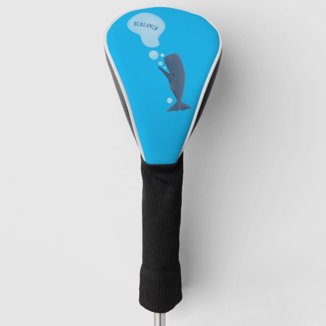 Niedlicher Spermienwal bläst Blasen Cartoon Golf Headcover (Vorderseite)