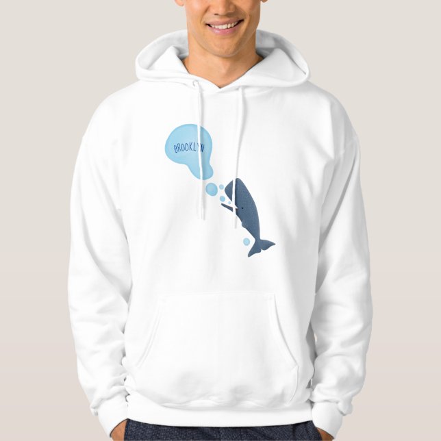Niedlicher Spermienwal bläst Blasen Cartoon Hoodie (Vorderseite)