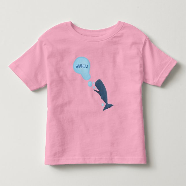 Niedlicher Spermienwal bläst Blasen Cartoon Kleinkind T-shirt (Vorderseite)