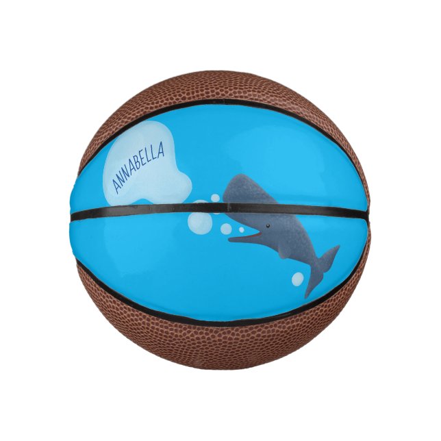 Niedlicher Spermienwal bläst Blasen Cartoon Mini Basketball (Vorderseite)