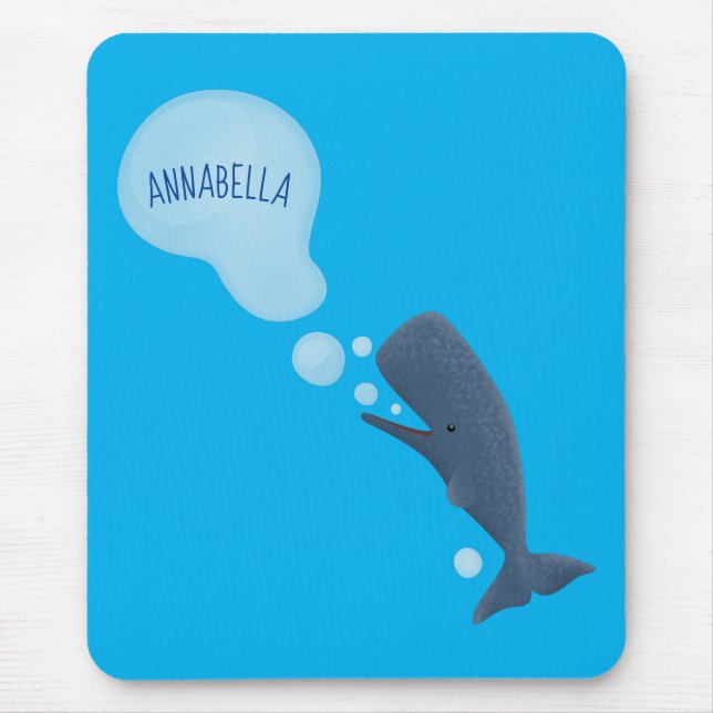 Niedlicher Spermienwal bläst Blasen Cartoon Mousepad (Vorne)
