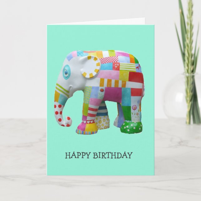 Niedlicher Spielzeug-Retro-Elefant whimsical Gebur Karte (Vorderseite)