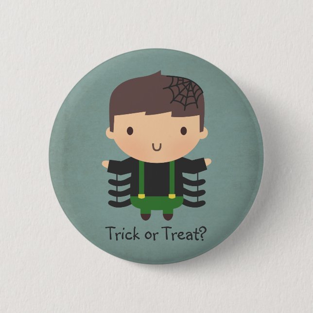 Niedlicher Spinnen-Jungen-Kostüm-Halloween-Knopf Button (Vorderseite)