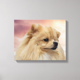 Niedlicher Spitz Dog Aquarellfarben Ölgemälde Leinwanddruck