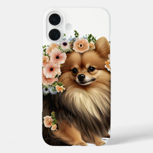 NIEDLICHER SPITZ DOG BEI WILDBLUMEN iPhone 16 PLUS HÜLLE