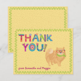 Niedlicher Spitz Dog Fun farbenfrohe Blumenbriefe  Dankeskarte