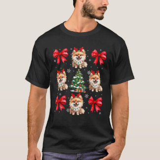 Niedlicher Spitz Dog Lover Coquette Red Bow Christ T-Shirt