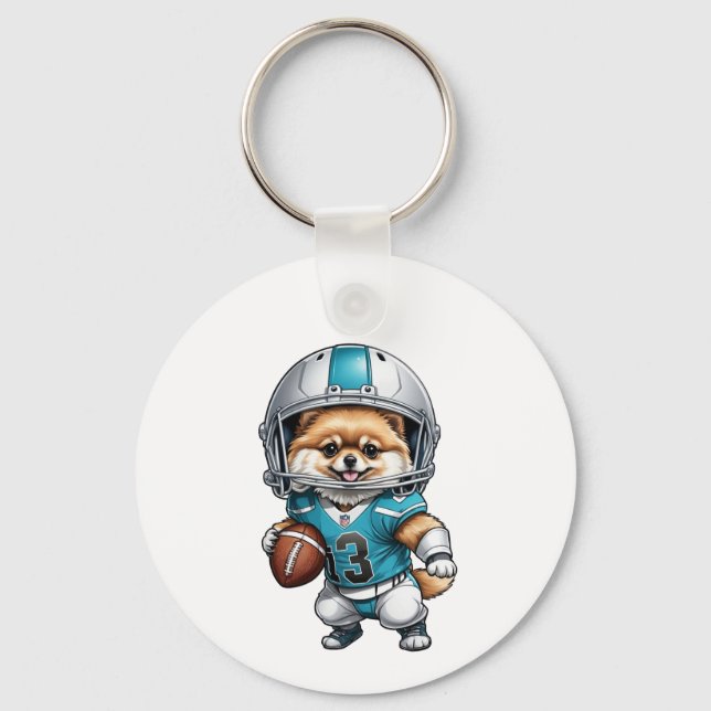Niedlicher Spitz Football Uniform Metal Schlüssela Schlüsselanhänger (Vorderseite)