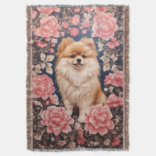 Niedlicher Spitz Hund rosa Blütenblättrig Decke