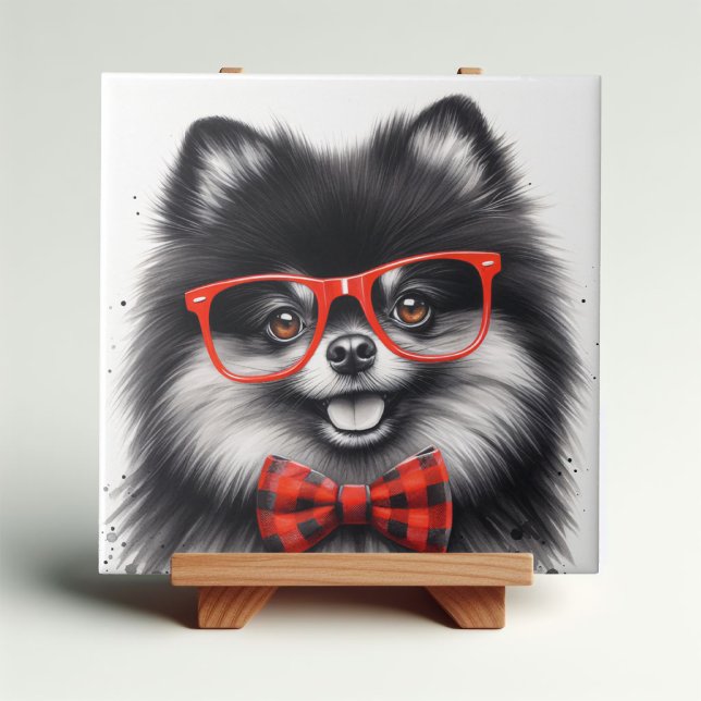 Niedlicher Spitz Roter Nerd Brille Fliese (Von Creator hochgeladen)