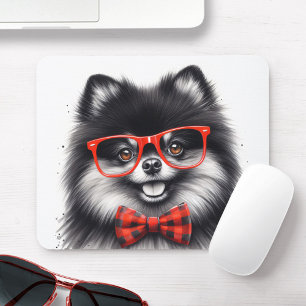 Niedlicher Spitz Roter Nerd Brille Mousepad