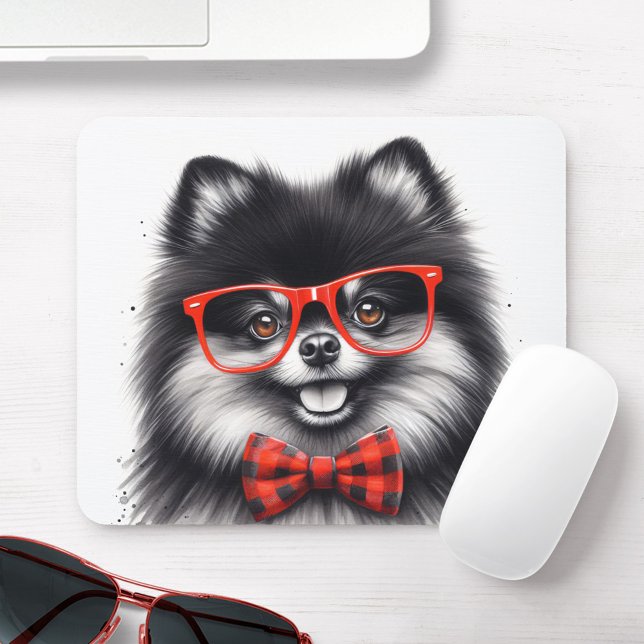Niedlicher Spitz Roter Nerd Brille Mousepad (Von Creator hochgeladen)