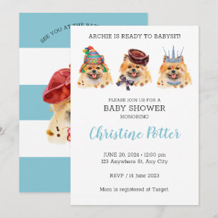 Niedlicher Spitz Welpe Thema Kinderdusche Einladun Einladung