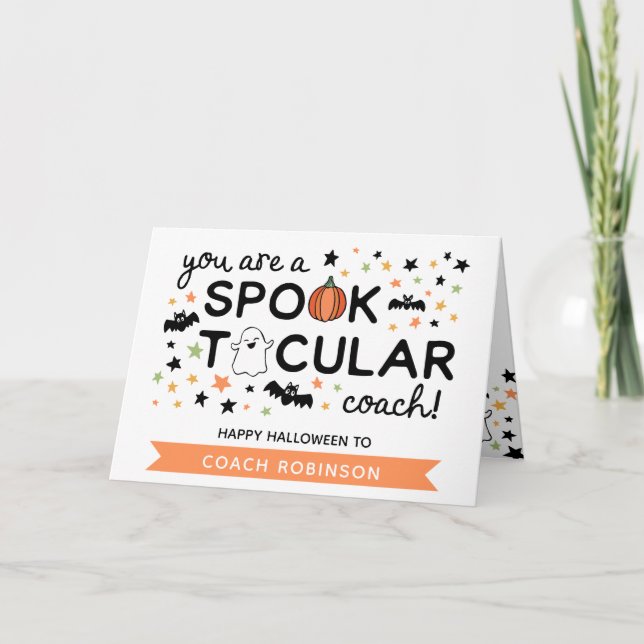 Niedlicher Spooktacular Coach Happy Halloween Karte (Vorderseite)
