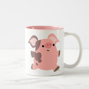 Niedlicher Sporty Cartoon Pig Zweifarbige Tasse