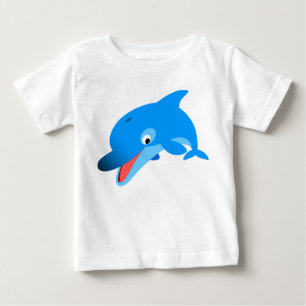 Niedlicher springender Cartoon-Delphin-Baby-T - Baby T-shirt