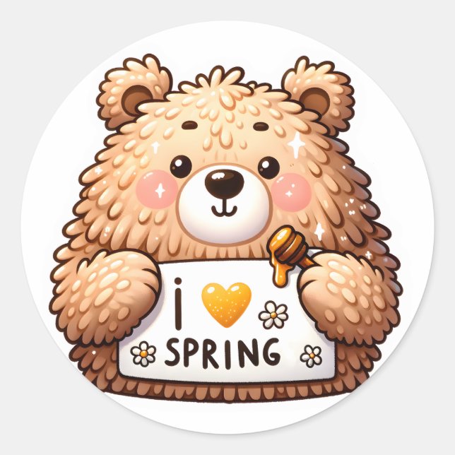Niedlicher Springtime-Bärenaufkleber Runder Aufkleber (Vorderseite)