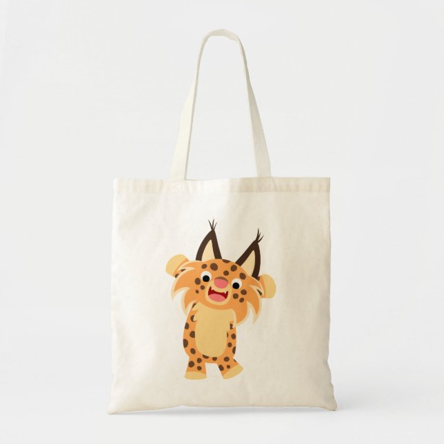 Niedlicher Spunky-Cartoon Bobcat-Beutel Tragetasche (Vorne)
