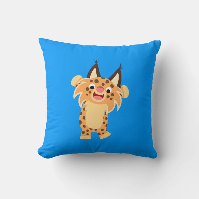 Niedlicher Spunky Cartoon Bobcat Kissen (Vorderseite)