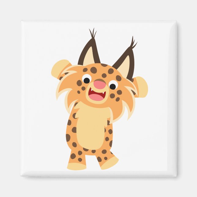 Niedlicher Spunky Cartoon Bobcat Magnet (Vorne)