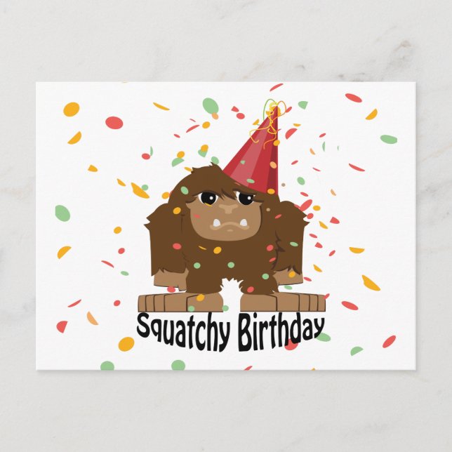Niedlicher Squatchy Birthday Bigfoot Postkarte (Vorderseite)