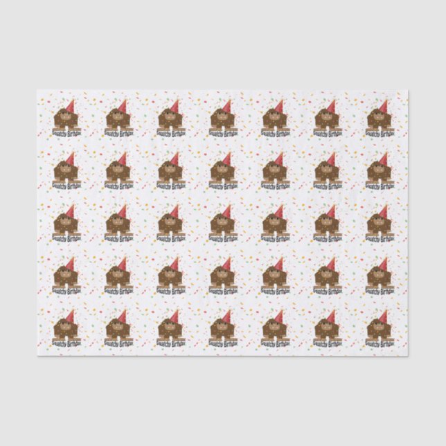 Niedlicher Squatchy Birthday Bigfoot Seidenpapier (Vorderseite)